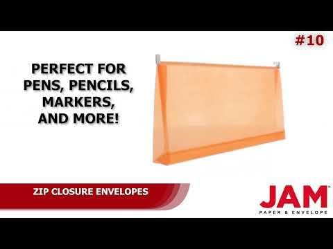 JAM PAPER Plastic Envelopes with Zip Closure - #10 Booklet Wallet - 5 x 10 - Orange - 3/pack