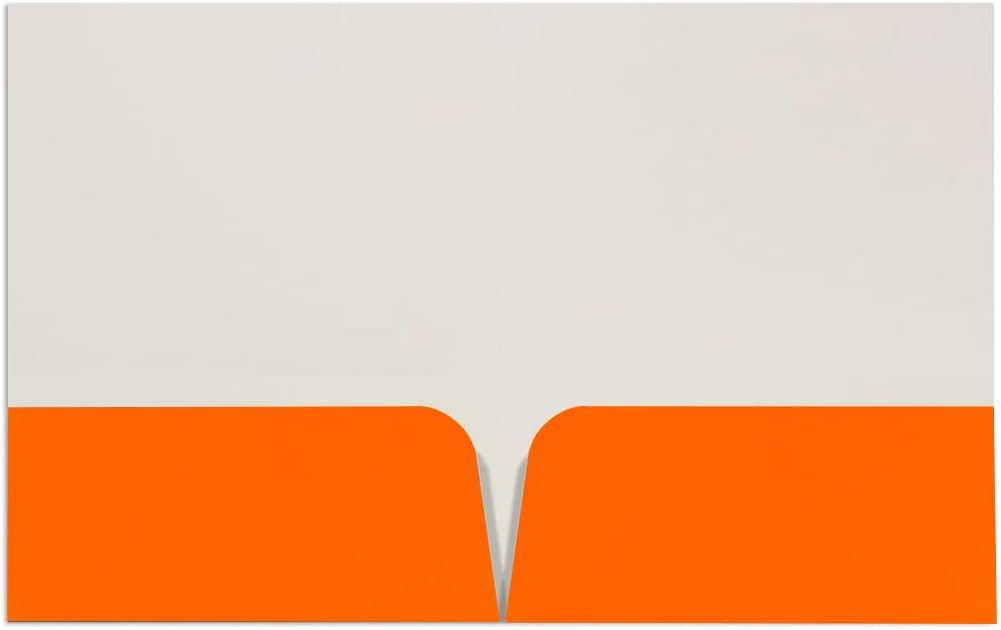 JAM PAPER Custom Printed Semi-Gloss Folders with Round Corner Pockets - Personalized Logo & Text - 10 pt C2S - Orange - 250/Pack