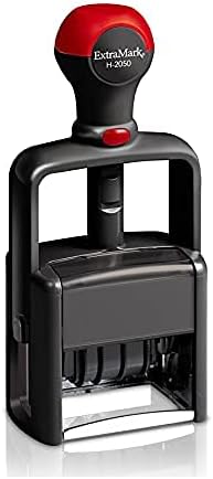 Heavy Duty Office Date Stamp - Brush Stroke Design - Self Inking Dater - Black Ink Color