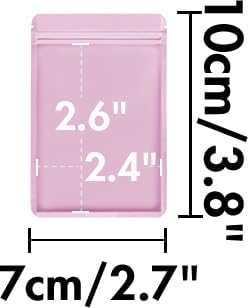 100 Pack Resealable Packaging Bags for Small Business Double-Sided Color Smell Proof Bags for Food Storage Flat Bags (Pink, 2.7" x 3.8")