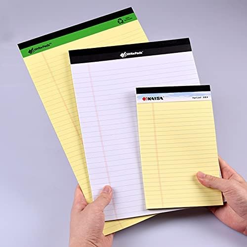 KAISA Yellow Legal Pads Writing Pads Recycled Paper 8.5"x14" Wide Ruled Lined Paper Perforated 50 sheets Hard Back Notepads Large Legal Pad Writing Tablet Canary For Office Supplies (Canary 12pads)