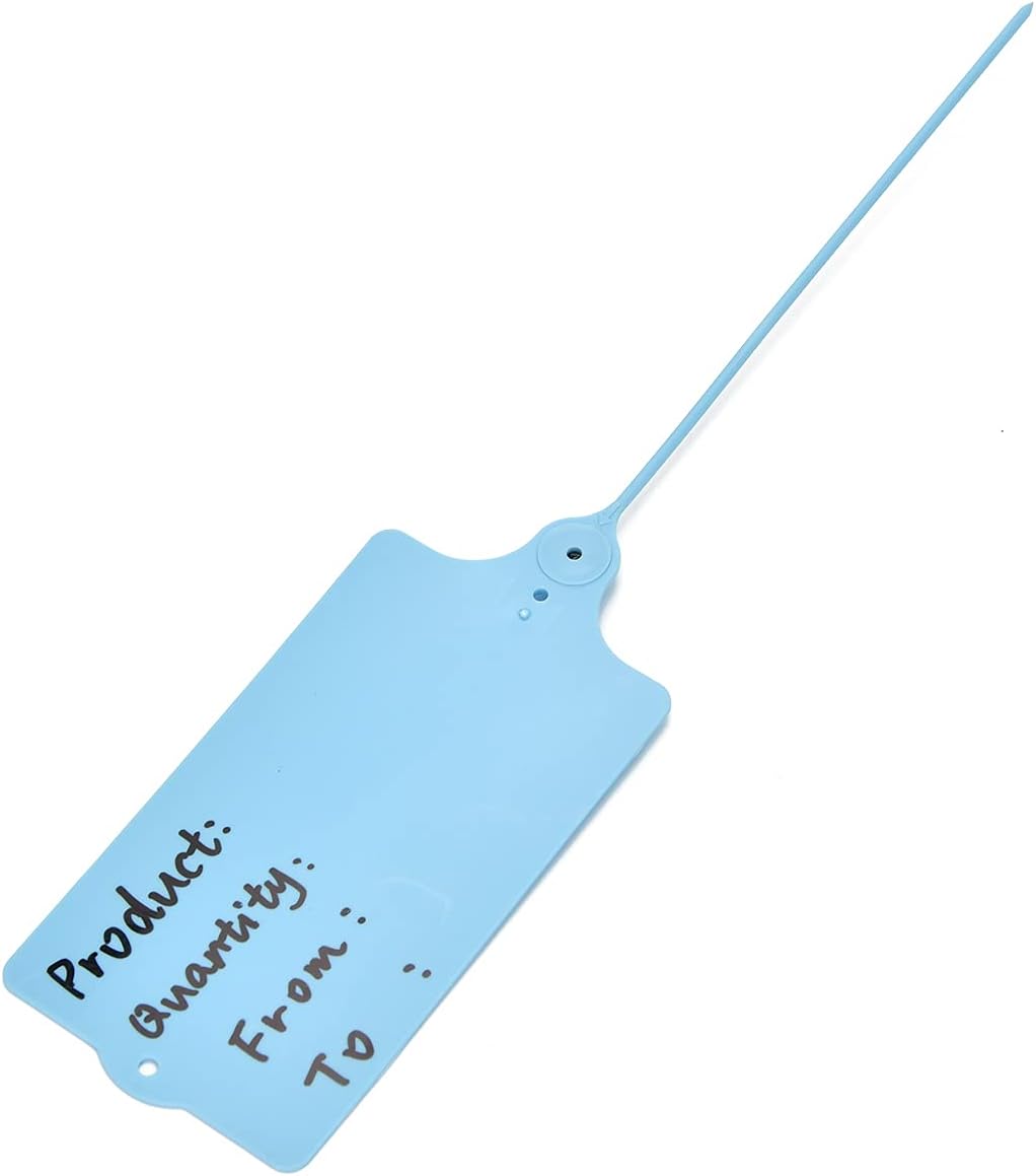 100 Plastic Tags Shipping Tags Water Proof Tags for Labeling Shipping Labels Security Seals Writable Marker Ties Hanging Tags Storage Tag with One Marker Pen (Blue)