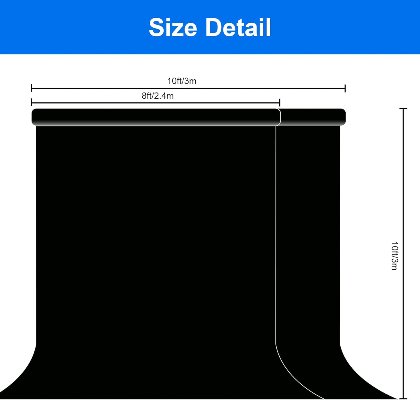 Joccun 8X10FT Black Backdrop Background for Photography,Polyester Backdrop Curtain Background Screen for Photography,Photoshoot,Video Recording,Studio(8X10ft,Black)