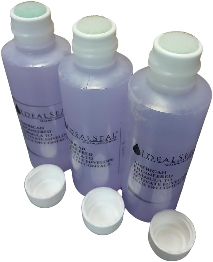 IDEALSEAL Envelope Moistener (120 ML) (3600 Envelpes) E-Z Seal Compatible 4 oz. Dabber Bottle of Sealing Solution PB Sealing Solution 601-7 Postage Stamp Envelope Seal (3 Bottles)
