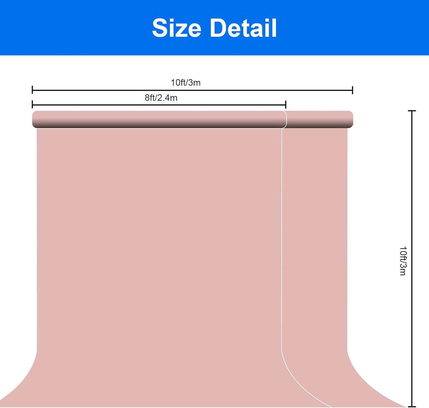 Joccun 8X10FT Light Pink Backdrop Background for Photography,Polyester Backdrop Curtain Background Screen for Photography,Photoshoot,Video Recording,Studio(8X10ft,Light Pink)