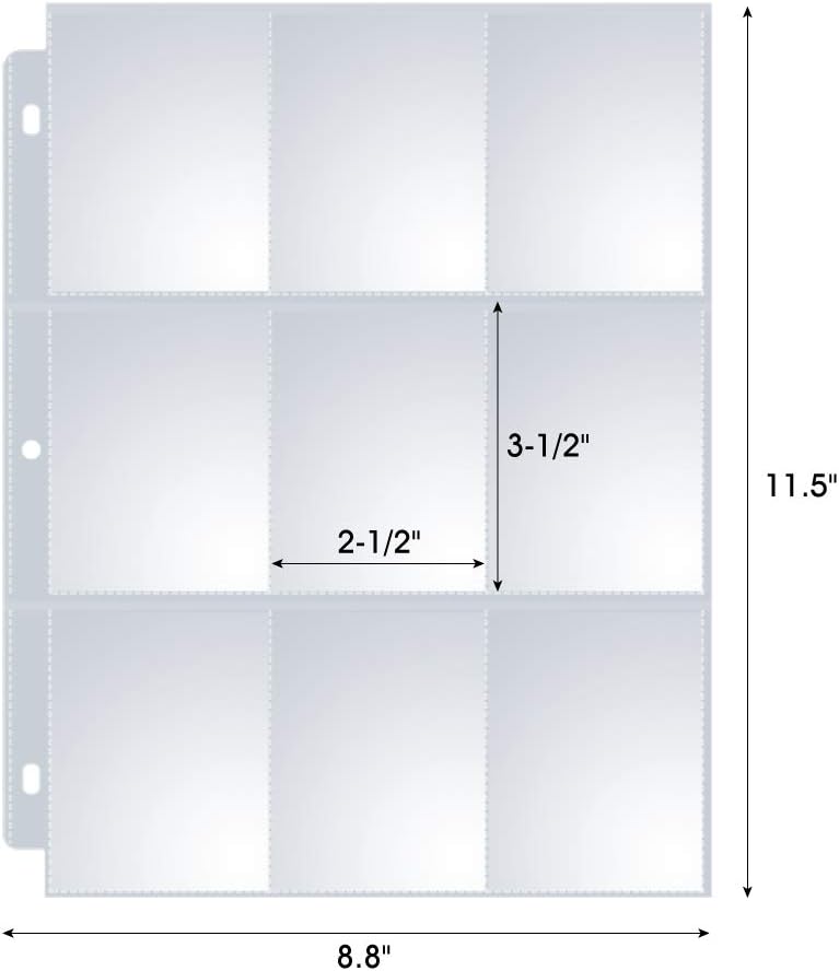 120 Pack 9 Pocket Page Protectors, Sooez Trading Card Sleeves for 3 Ring Binder, Baseball Cards Holder, Protective Pages Sheets for Binders Album, Fit for YuGiOh, MTG, Game, Business & Sports Cards