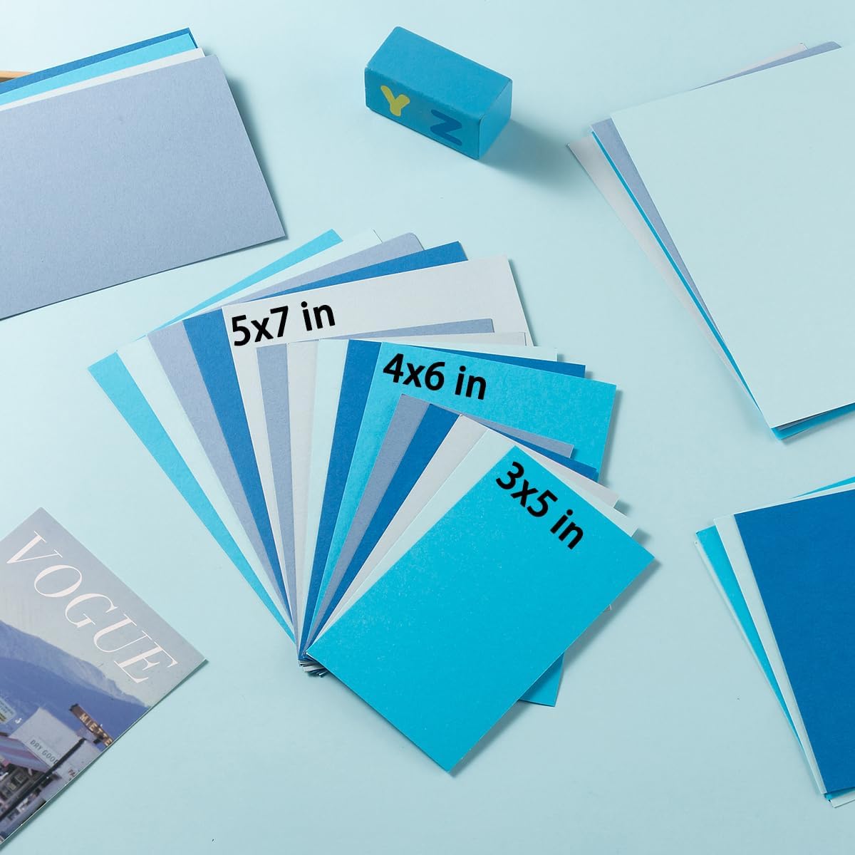 50 Sheets 4x6 Colored Cardstock Paper 5 Colors Blank Flash Cards, 250 GSM Heavy Card for DIY Art Projects, Cards (5 Blue)