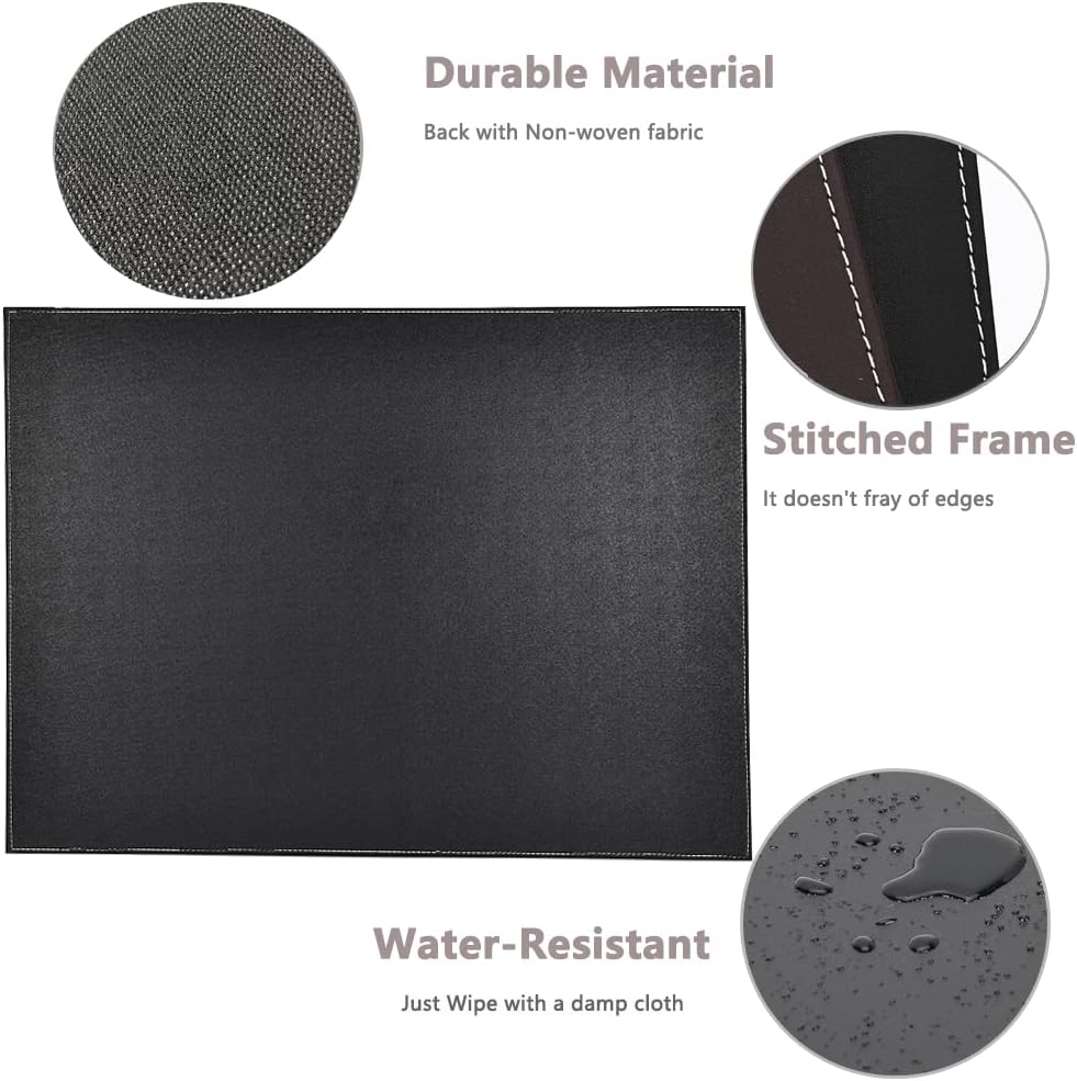 KINGFOM Desk Pad & Mat 24" x 18" Protector Large Mouse Pad PU Leather for Desktops and Laptops (Black)