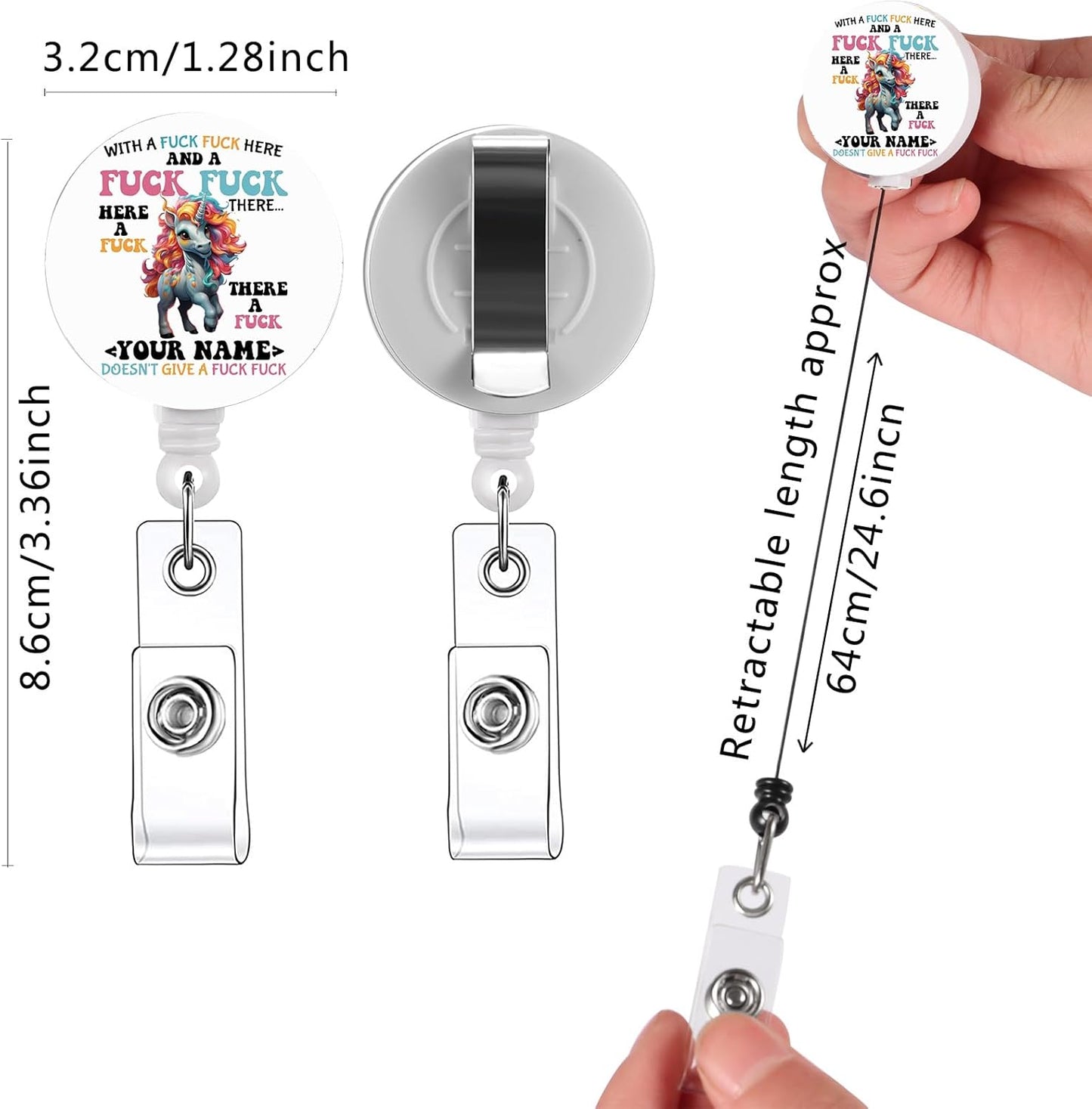 16pcs Badge Reels Retractable Badge Holders,Id Badge Holders Retractable with Clip,Cute Badge Reel for Men,Women,Girls 04