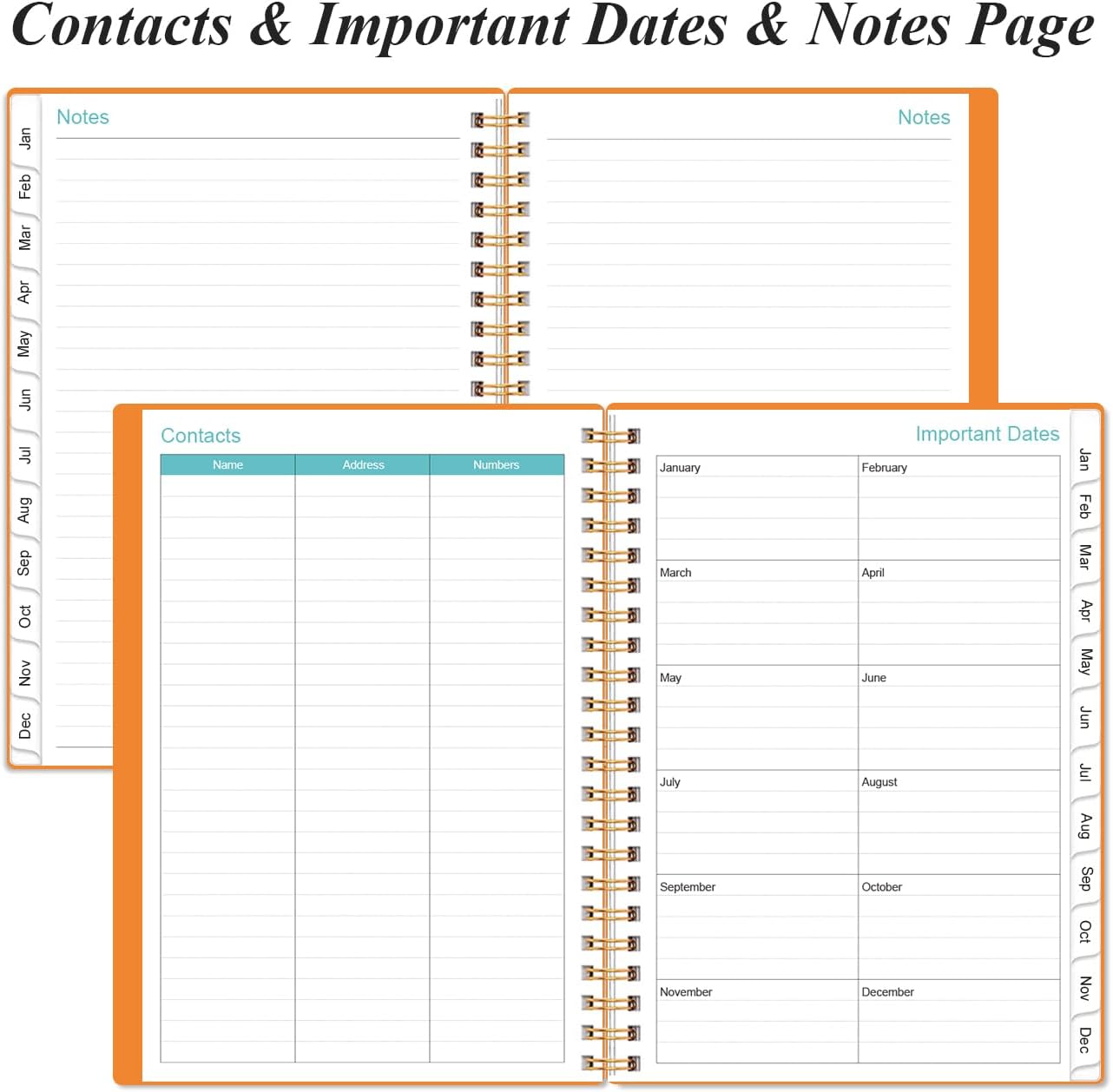 2026 Planner - Planner 2026 from January 2026 - December 2026, Weekly & Monthly Planner Spiral Bound with 12 Monthly Tabs, Inner Pocket, 6.4" x 8.5", Orange-E