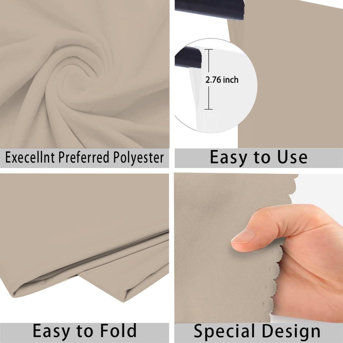 Beige Photo Backdrop for Photoshoot Beige Background for Photography Photo Backdrop Curtain for Party 6 x 9 FT