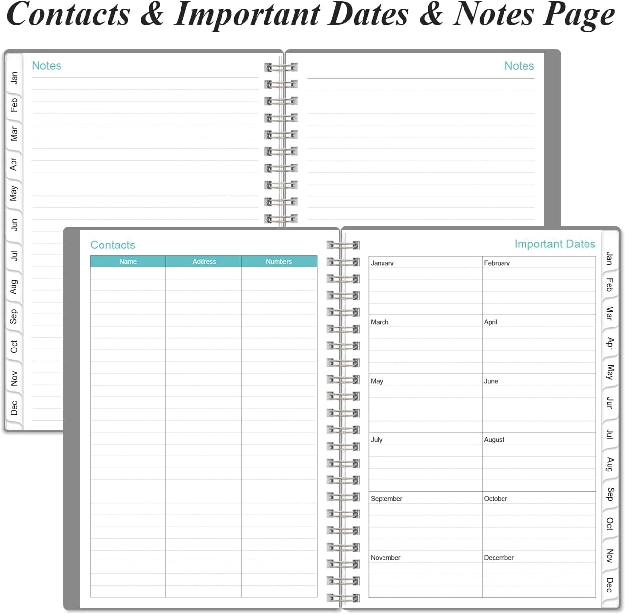2026 Planner - Planner 2026 from January 2026 - December 2026, Weekly & Monthly Planner Spiral Bound with 12 Monthly Tabs, Inner Pocket, 6.4" x 8.5", Grey-E