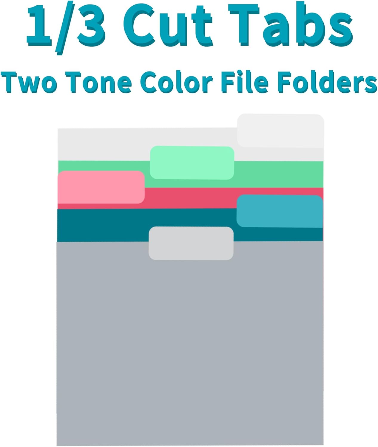 100 Packs Colored File Folders,Light Green File Folders,Two Tone Color File Folder 8.5 x 11 Inch,1/3 Cut Tabs Letter Size,Manila File Folders for Office,School and Home,Organization