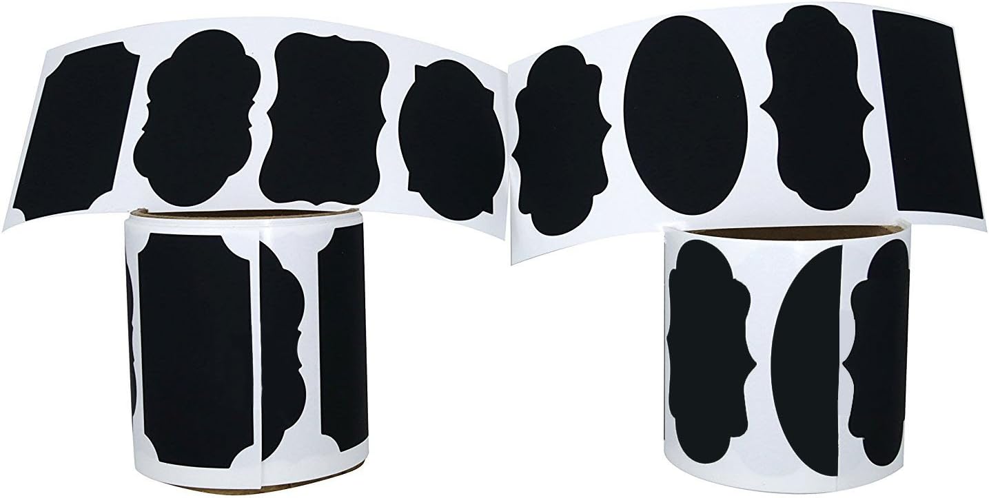 144 Large Chalkboard Labels Premium Reusable Chalkboard Stickers 3MM White Chalk Marker Dual Tip: Bullet/Chisel Labeling Jars, Parties, Craft Rooms, Weddings Organize Your Home & Kitchen (4 Rolls)