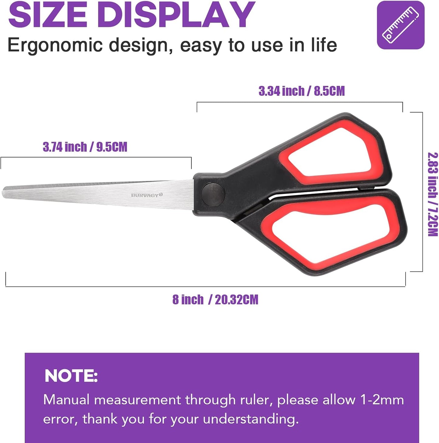 30Pack 8" Scissors All Purpose, Heavy Duty Scissors with Ultra Sharp Blades Comfort Grip Handles - For Office Home School Sewing Fabric Crafts, High/Middle School Student Teacher Scissor