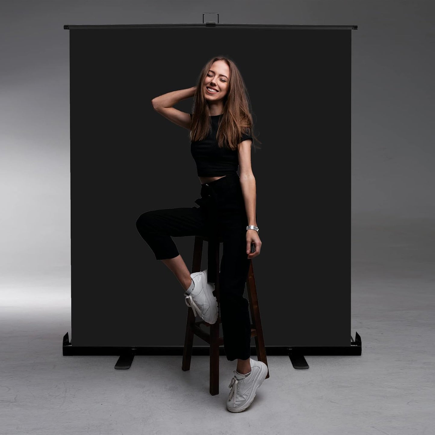 KHOMO GEAR 62-Inch Black Backdrop – Collapsible, Portable Photography & Video Background for Studio, Streaming, Zoom & Content Creation – Wrinkle-Resistant, High-Density Fabric, Easy Setup