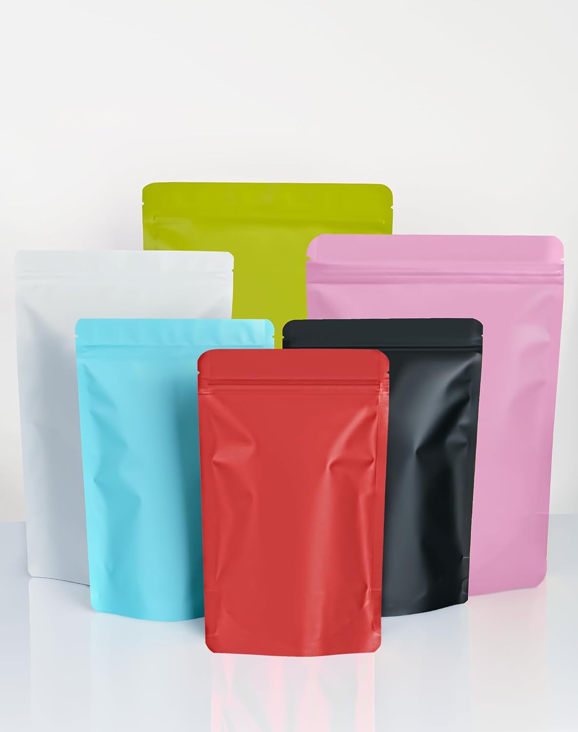 100 Pack Resealable Stand Up Bags,7.9" x 11.8" Smell Proof Pouch Sealable Foil Pouch Bags for Packaging (Red)