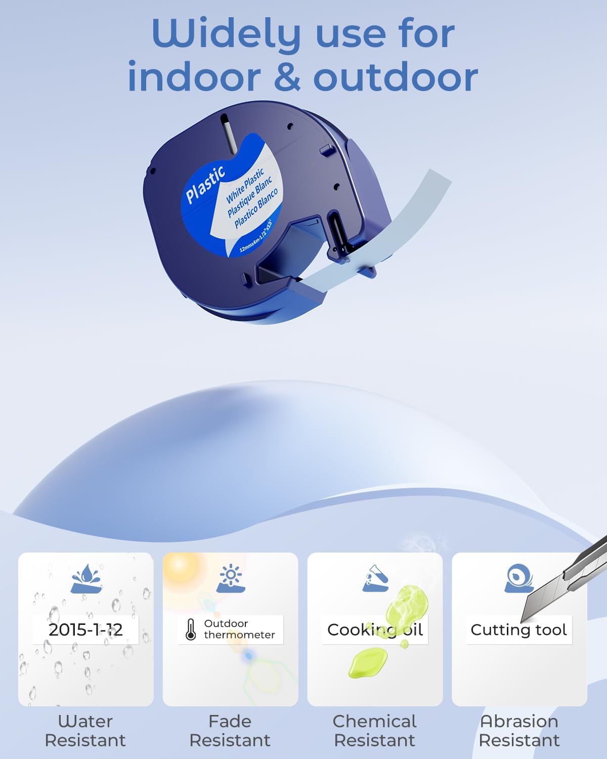 6-Pack Compatible with Dymo Letratag Refills 91331 White Plastic Label Maker Tape 12mm x 4m(1/2" x 13ft) Compatible with Dymo Label Maker Refills for Dymo Letra Tag 200B LT-100H 100T Plus