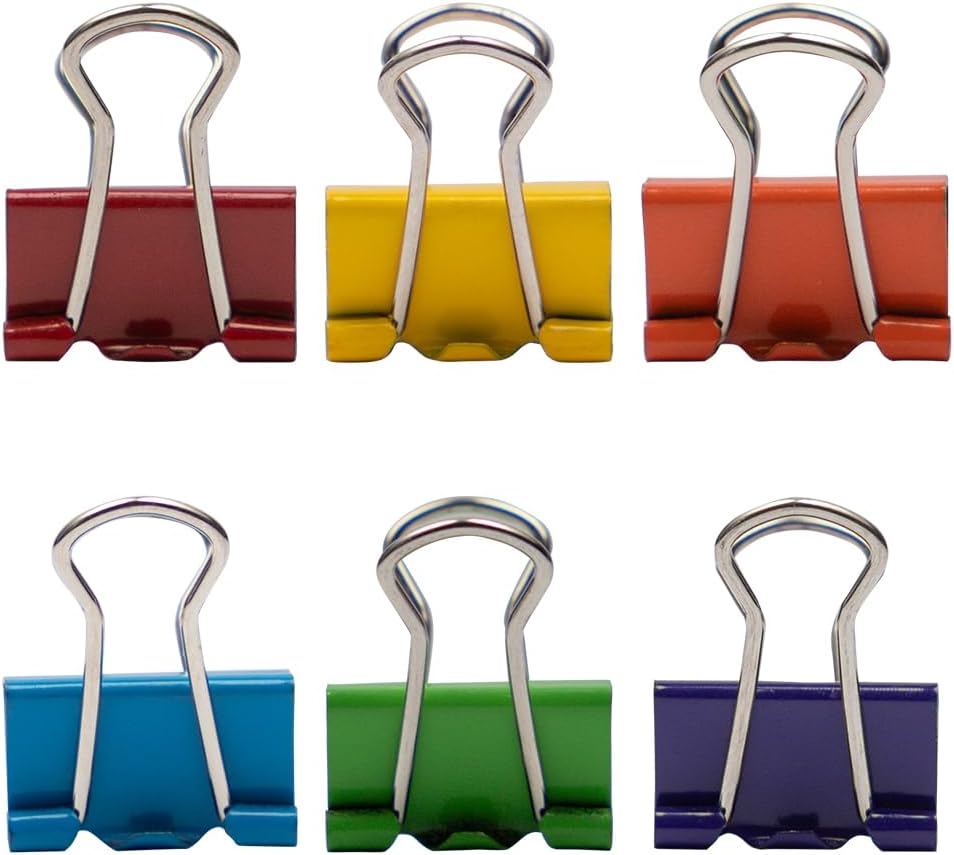 JAM PAPER Colorful Binder Clips Assortment - Extra Small - 3/5 Inch (15 mm) - Assorted Rainbow Colors - 180 Binderclips/Pack