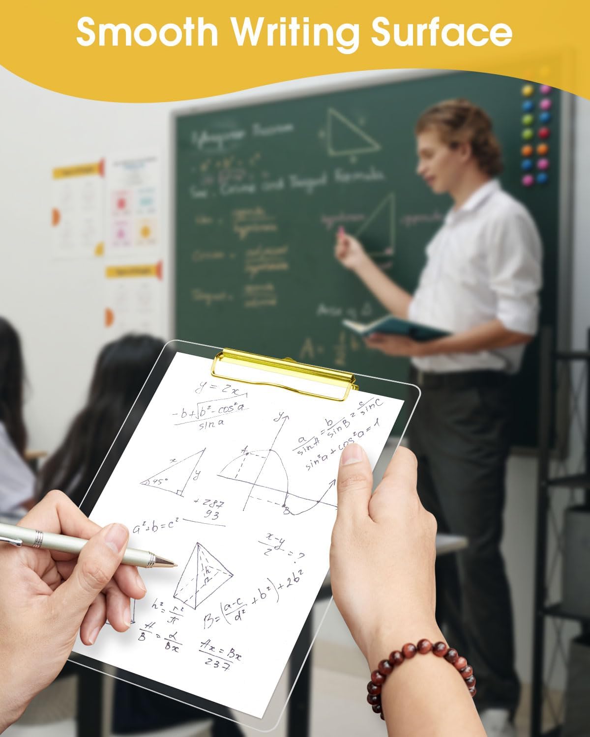 Honagu Acrylic Clear Clipboards, Transparent Plastic Clipboard with Gold Strong Clip Hidden Hanging Hole, A4 Letter Size Clipboards for Nurses, Art Student, Teachers,School & Office Supplies, 5PC