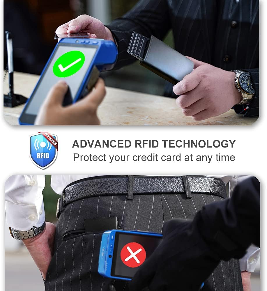 Aiuwo Airtag Wallet for Men,Mens Wallet Card Holder,Smart,Slim,Minimalist Wallet,Credit Cards Holder RFID Blocking Wallet (Airtag Wallet, Crazy Horse Black)