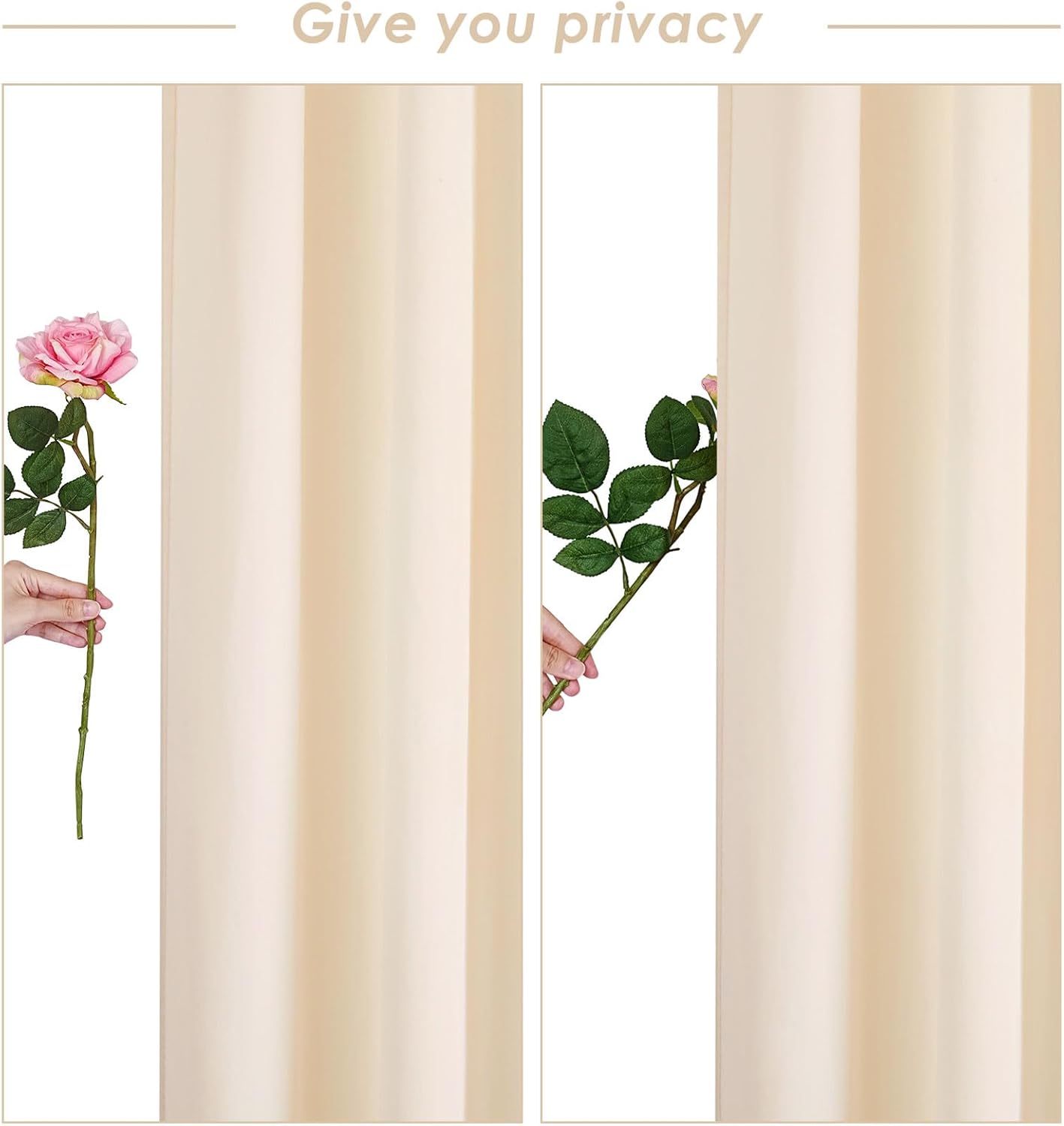 Ivory Backdrop Curtains 2 Panel 5ft x 10ft Polyester Fabric Wedding Backdrops for Arch Party Stage Ceremony Photography Background Decoration