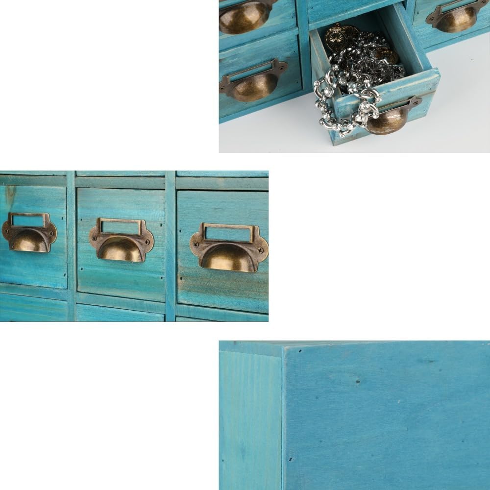 Apothecary Drawers Apothecary Cabinet with Drawers Card Catalog Cabinet Wooden Card Catalog Wooden Storage Box for Desktop Organizer (Blue12)