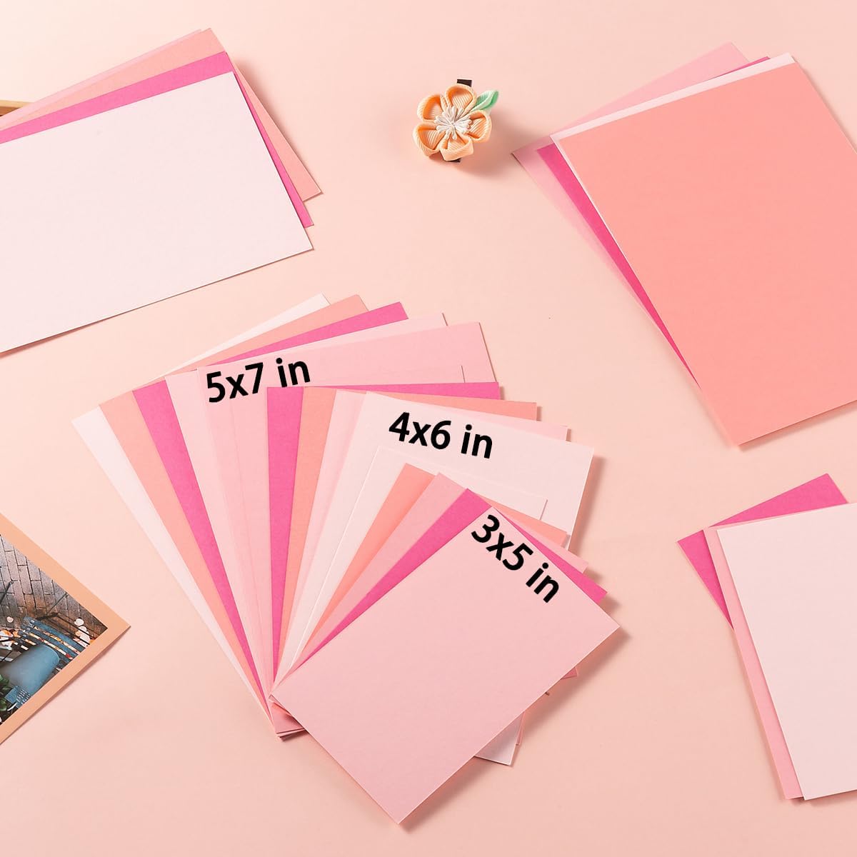 50 Sheets 4x6 Colored Cardstock Paper 5 Colors Blank Flash Cards, 250 GSM Heavy Card Stock for DIY Art Projects, Cards (Pink)