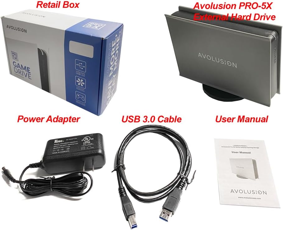 Avolusion PRO-5X (Grey) 20TB USB 3.0 External Hard Drive for PC, Mac, Xbox (Renewed)