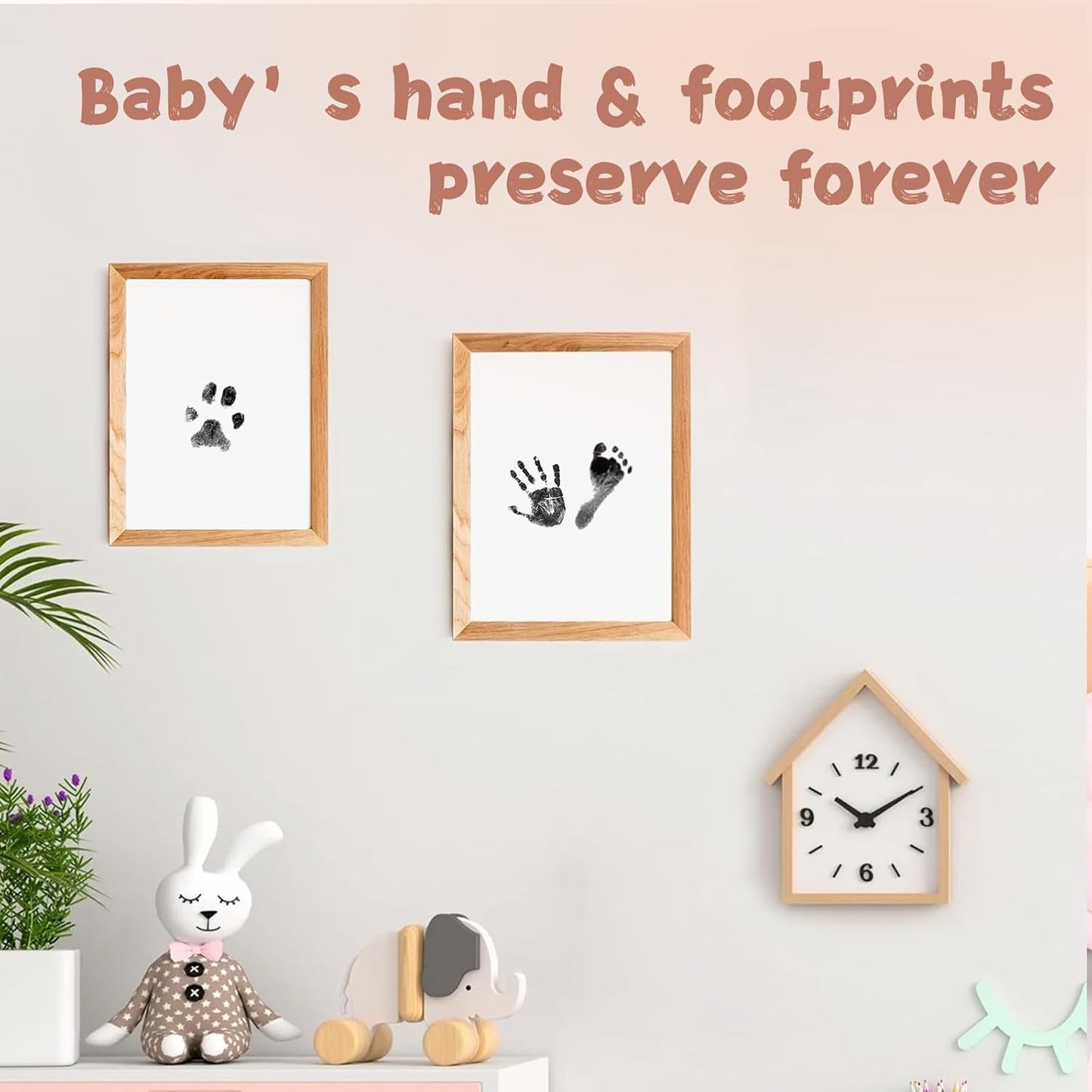 Inkless Baby Hand and Footprint Kit,Clean-Touch Ink Pad Kit,Safe No Mess Printing Infant Hand Foot Stamp,2 Pack Newborn Inkless Print Pads Best Keepsake or Gifts for Family
