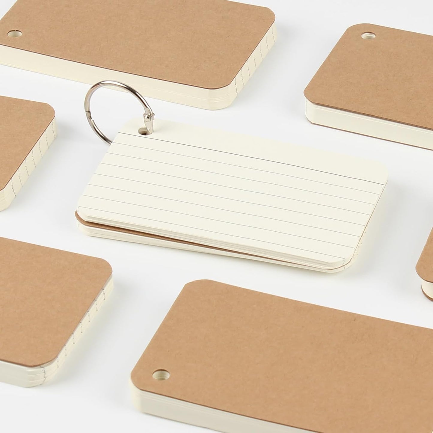 6 Pack 360 Pcs 3x5 Inch Lined Flash Cards with Binder Rings (60 Sheets Each Pack), Ruled Index Cards Study Cards 3x5 Lined Note Cards for Studying, School, Memory