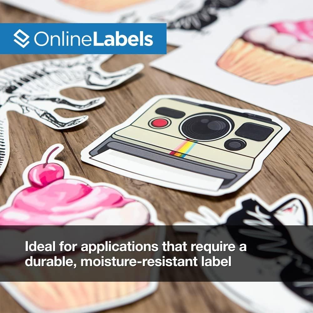 8.5 x 11 Waterproof Vinyl Sticker Paper (Laser Printers Only) - 10 Sheets - Full Sheet Labels - OnlineLabels