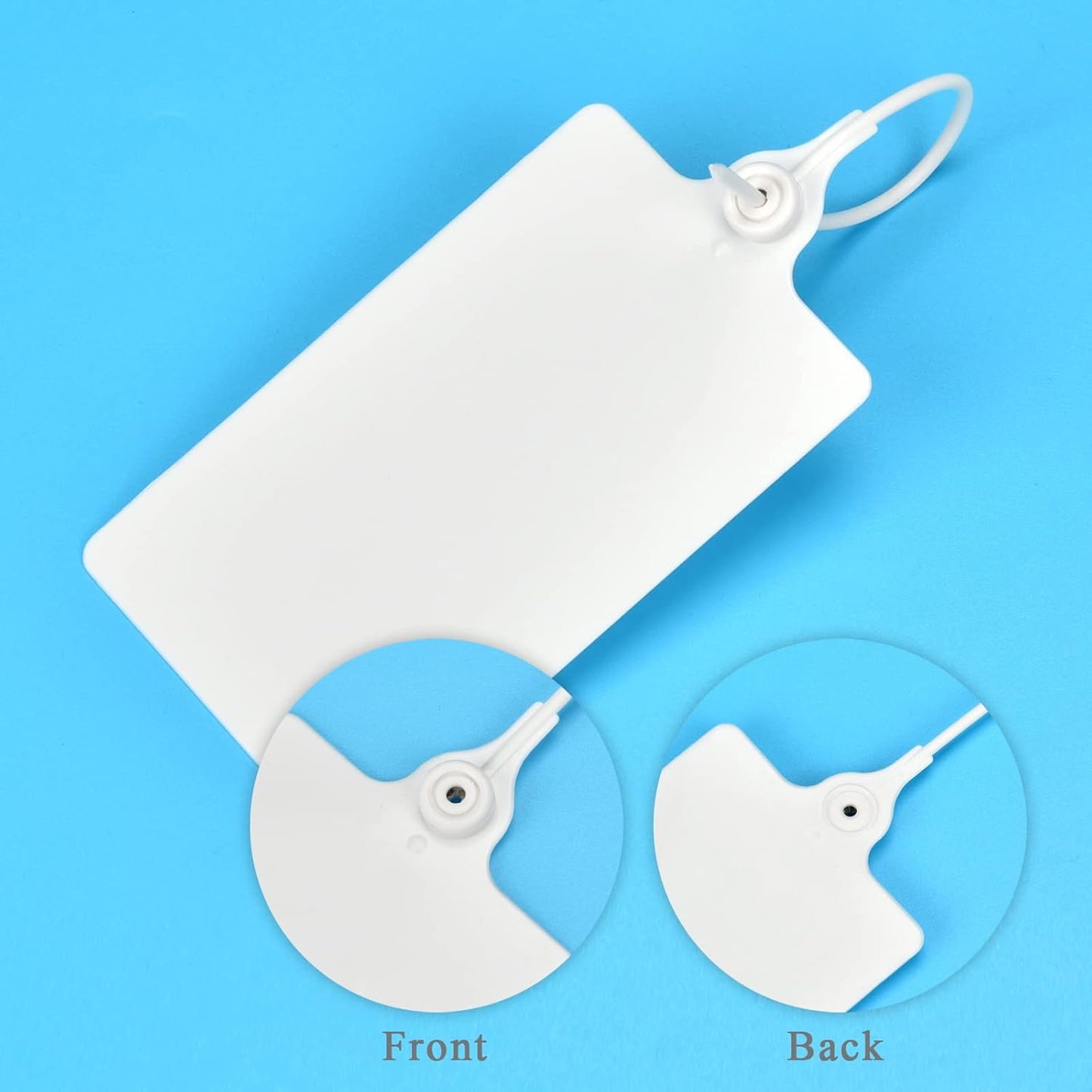 100 Plastic Shipping Tags - Waterproof, Writable Labels for Security, Storage, Hanging - With Marker Pen (White)