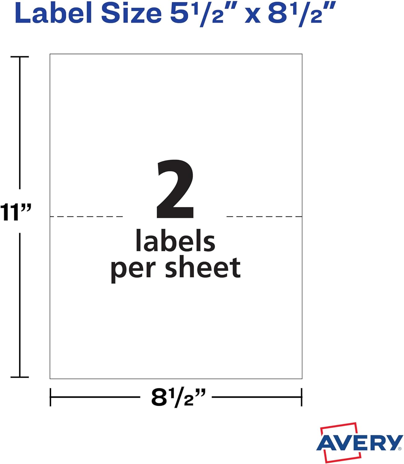 Avery Half-Sheet Printable Shipping Labels, 5.5" x 8.5" Customizable Stickers, White, 400 Blank Mailing Labels, Great for Mailing, Shipping, Organizing, and More (21526)