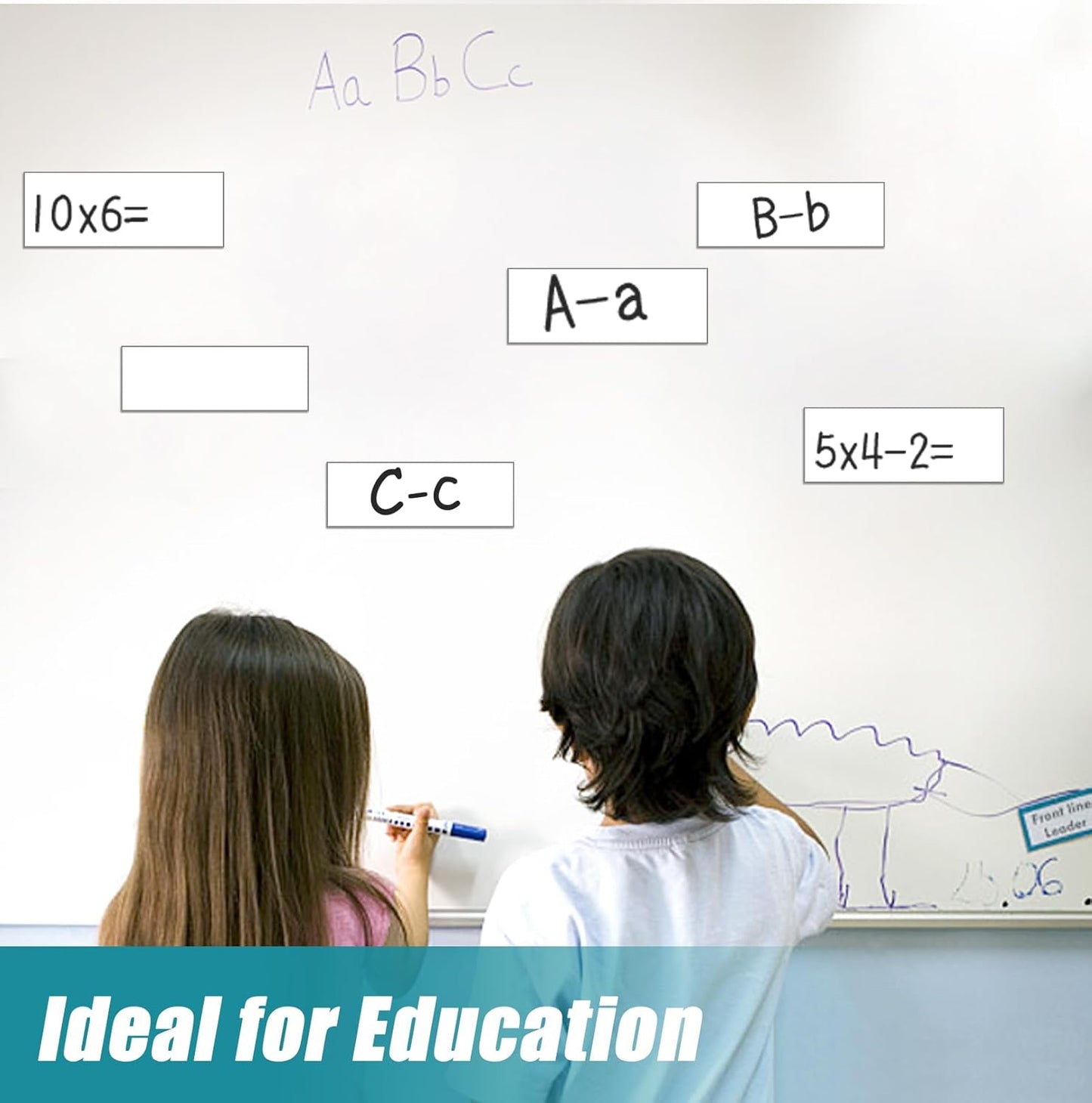 50 Pack Dry Erase Magnetic Labels White Reusable Write On Magnets Sticker, Magnetic Blank Writable Erasable Cards Name Tags for White Board, Garage, Classroom, Home, Office, 3.2'' x 1.2"