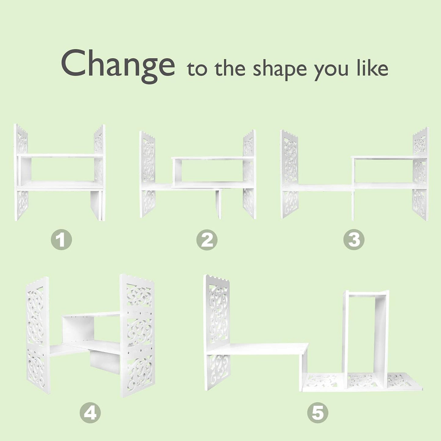 Jerry & Maggie - WPC Desktop Organizer White Office Storage Rack Shelf | Birthday Gifts - Toy - Home Decor | Free Style Rotation Display Modern Luxurious Stand Shelf (White)