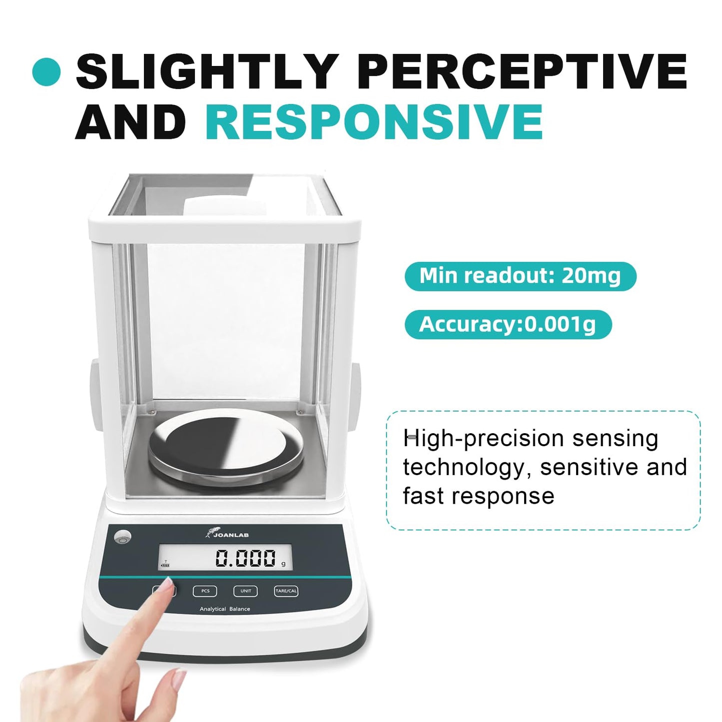 JOANLAB Analytical Balance 300g x 1mg Scale High Precision 0.001g Accuracy Digital Lab Scale for Laboratory Pharmacy Jewelry w/Front & Rear Display