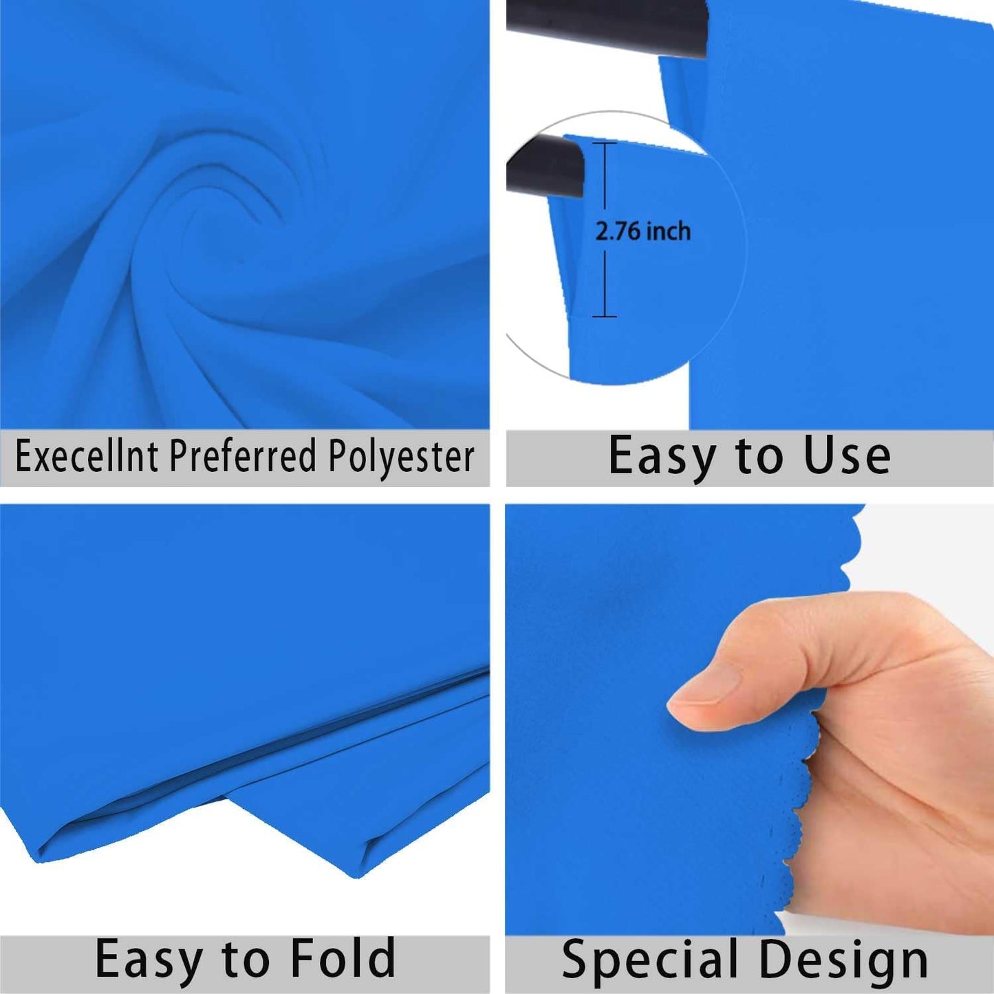 Blue Photo Backdrop for Photoshoot Blue Background for Photography Photo Backdrop Curtain for Party 8 x 10 FT