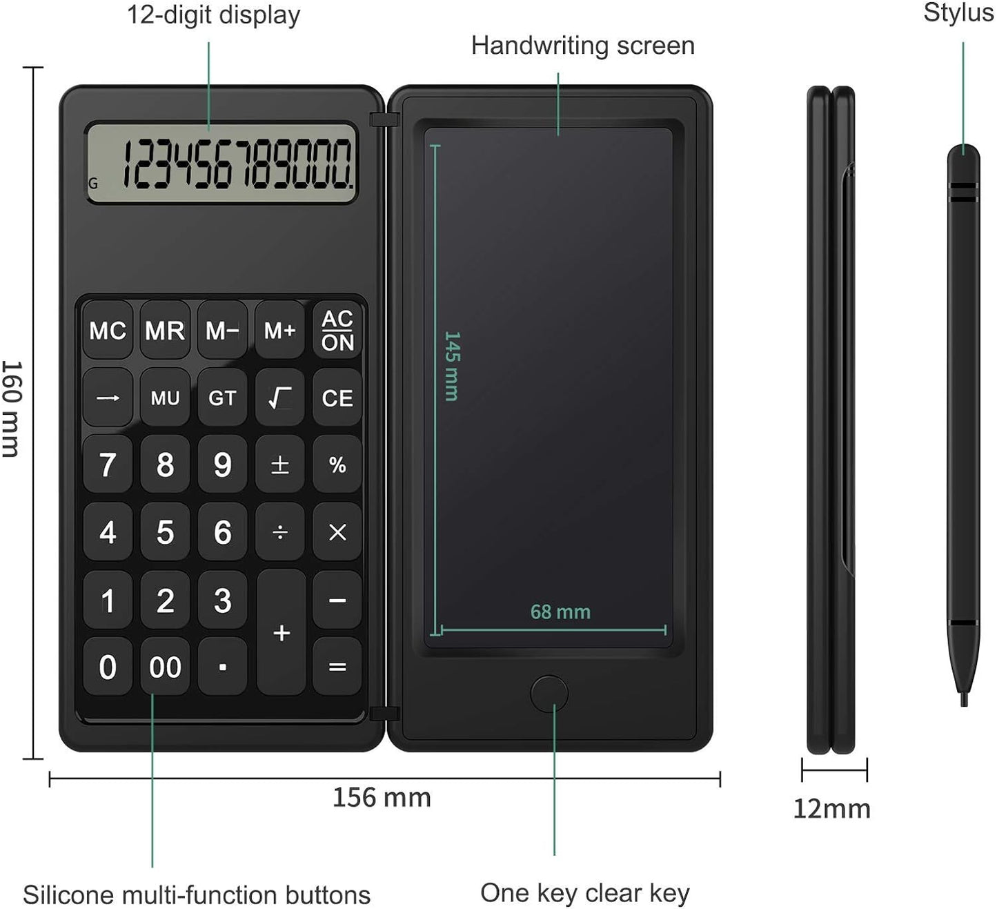 Doodle Pad Calculators, Kids Calculator with Writing Tablet & 6 LCD Display, 12 Digit Electronic Board Drawing/Memo Pads