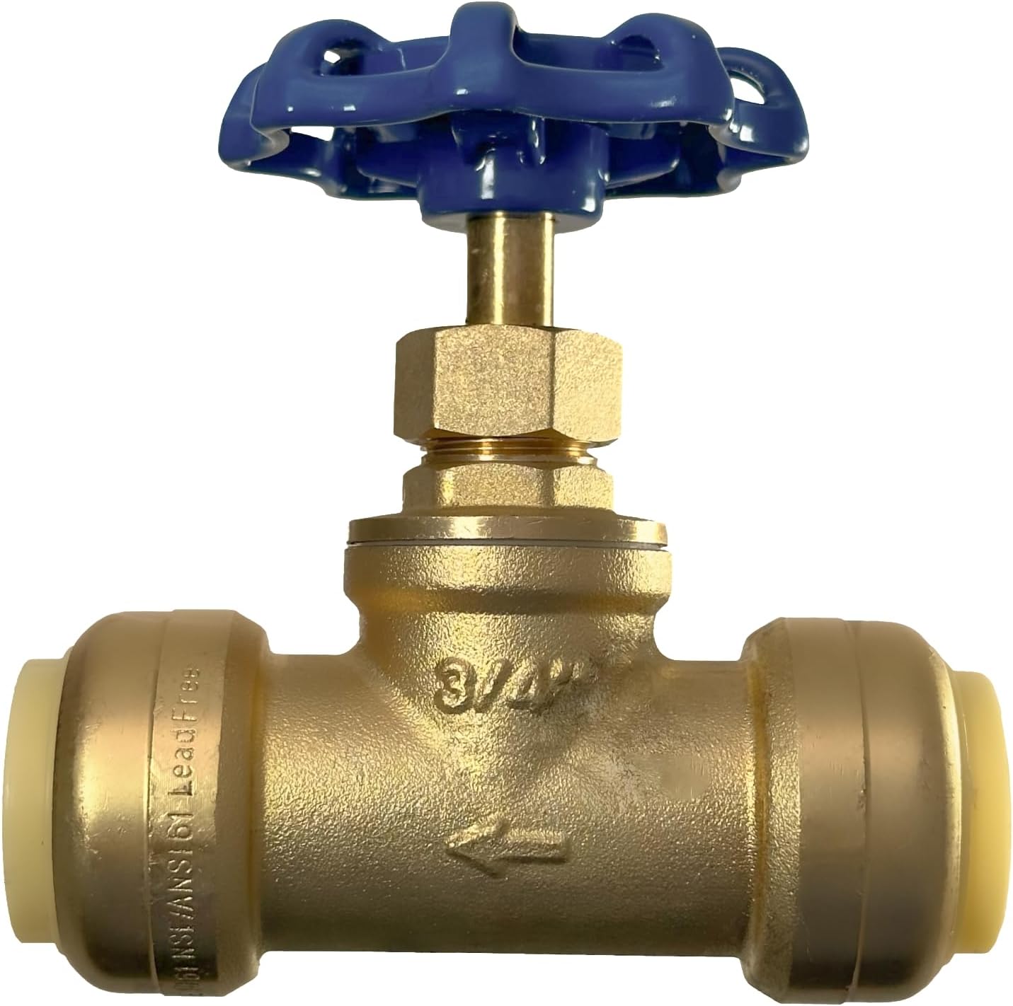 3/4 inch Push Fit Stop Valve with Drain and Vent, Push to Connect Brass Plumbing Fitting, Pex Pipe, Copper, CPVC, PE-RT, HDPE, 2-5-2=2, 2 Pieces