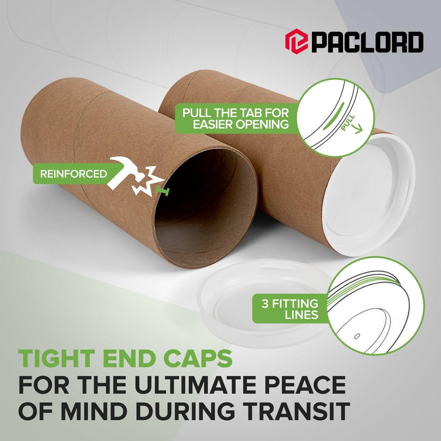 2" x 6" Reinforced Kraft Paper Mailing Tubes, Pack of 4 Tubes with 2 Caps Each – USPS Approved Poster Tube – Made in USA Cardboard Tube for Shipping and Storing Posters, Prints, Artwork, or Documents