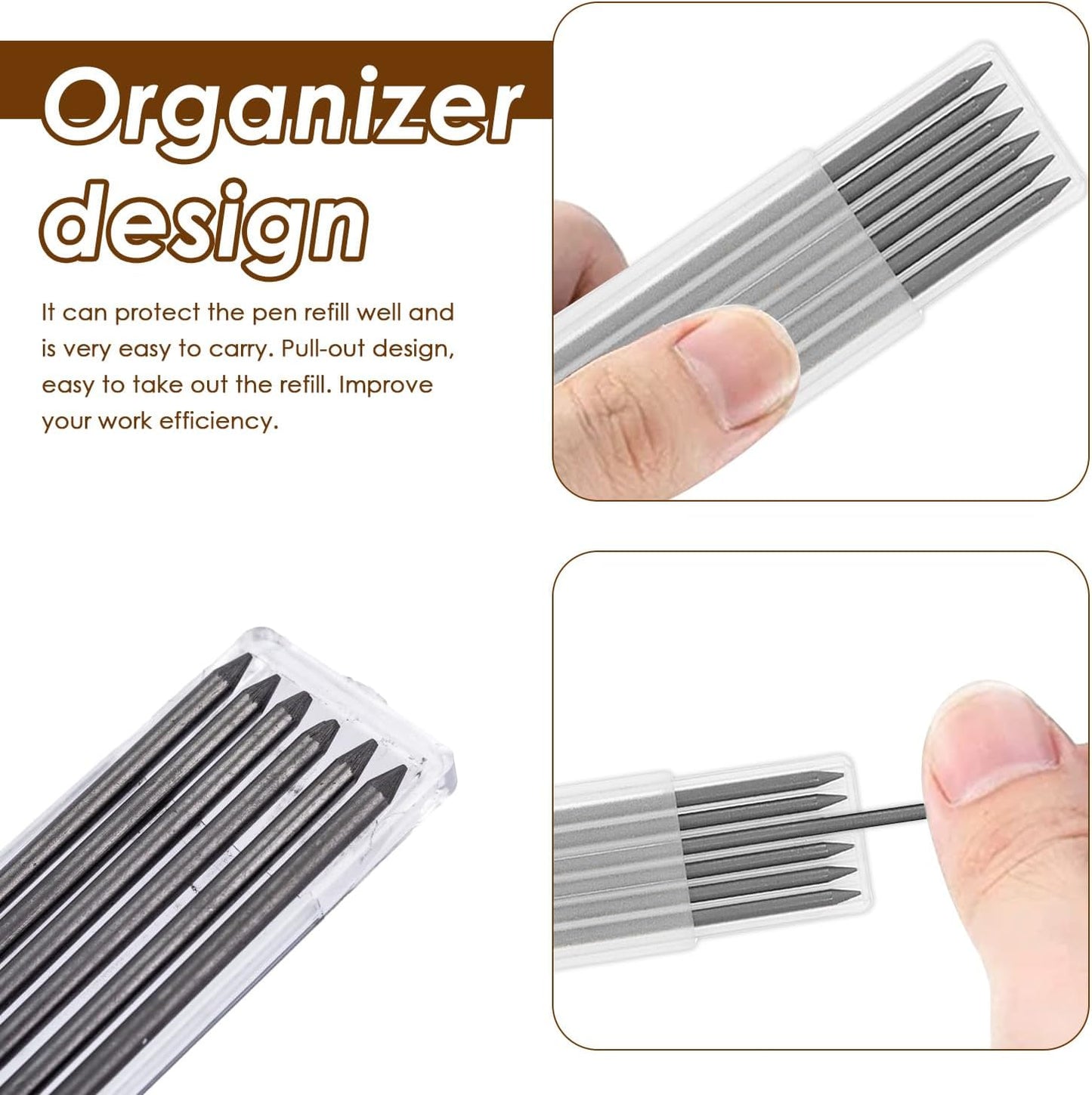 24Pcs 2.8mm Carpenter Pencil Refill Long Lasting HB Refill for Construction Pencils Replacements Carpenter Marker Graphite Woodworking Mechanical Pencil Leads(Black)