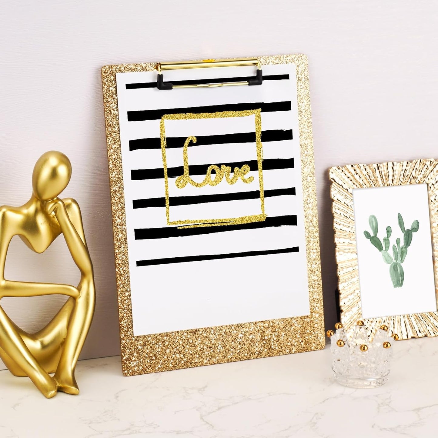 Hongri Plastic Acrylic Glitter Clipboard, 8.5x11" Stardard Letter A4 Size Clipboards for Classroom, Taecher, Women.Cute Confetti Clip Board, Office Supplies, School Supplies.