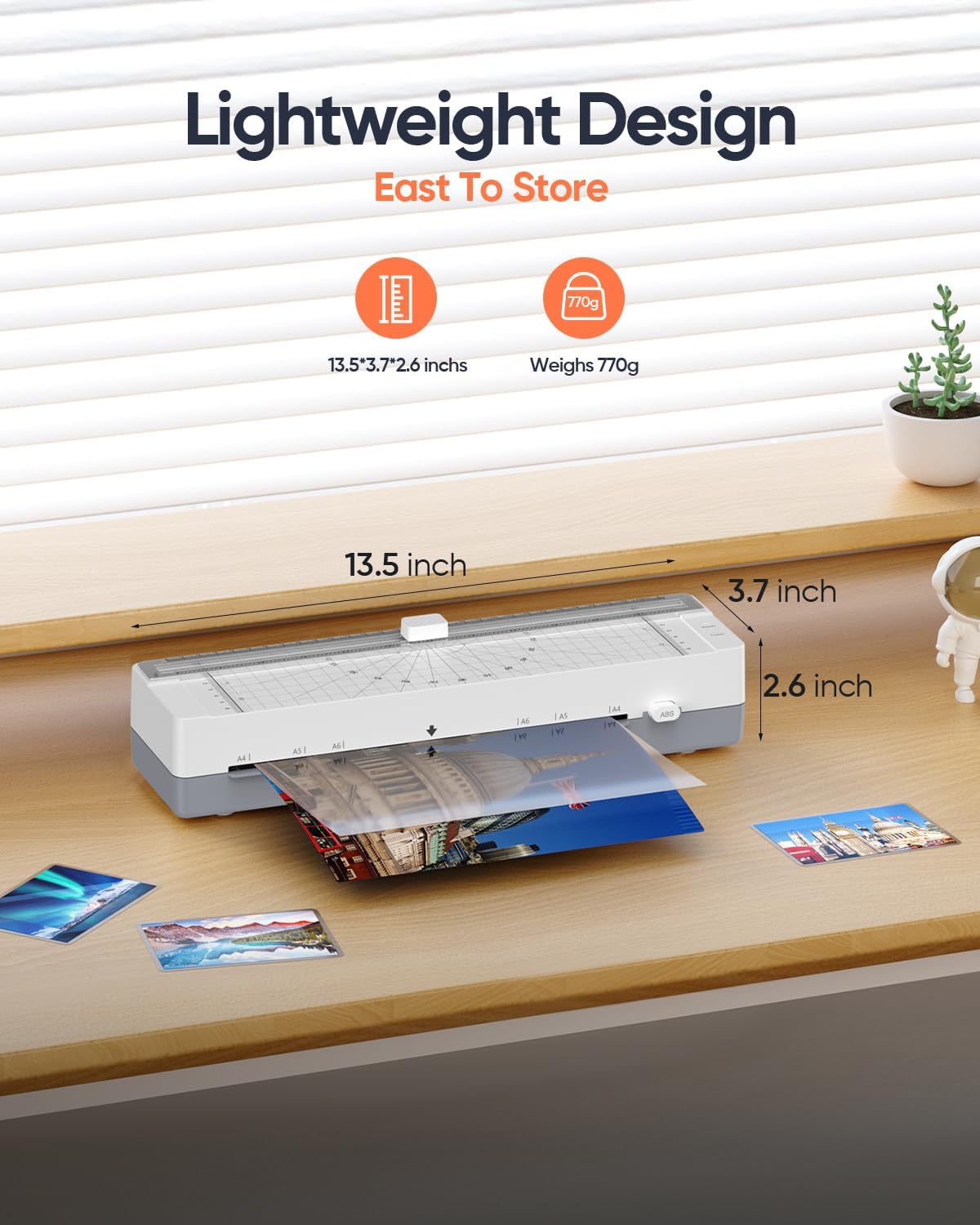 9-Inch Thermal Laminator Machine with Built-in Paper Trimmer & Corner Rounder, Fast 4-Min Warm-Up, Jam-Free System, Ideal for Home, Office & School