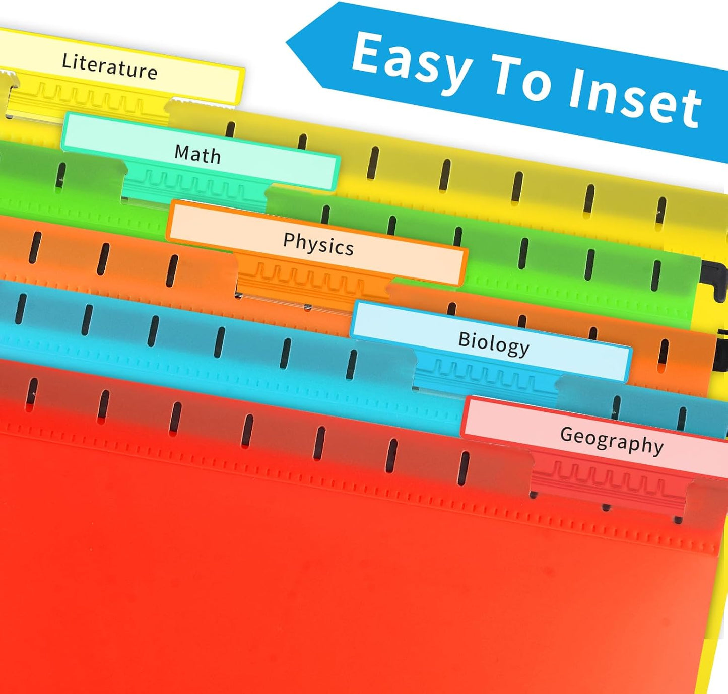 50 Pieces 4 Inch Hanging File Folder Tabs and Inserts Large Clear Plastic Hanging Folder Tabs for Filing Cabinet Folders Labels Back to School Supplies Assorted Colors (50)