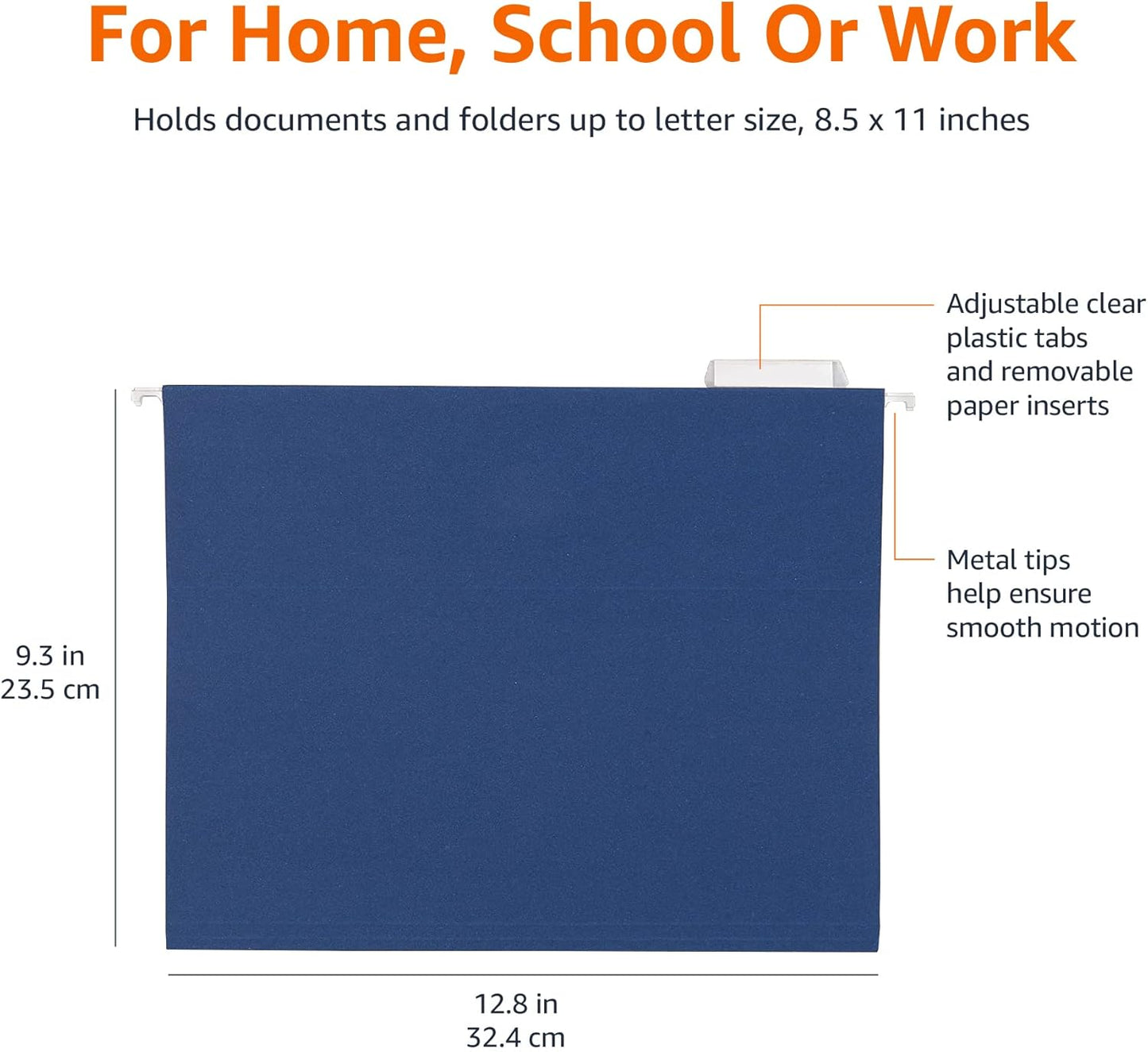 Amazon Basics Hanging File Folders, Sturdy, Letter Size, 25-Pack, Assorted Jewel-tone Colors