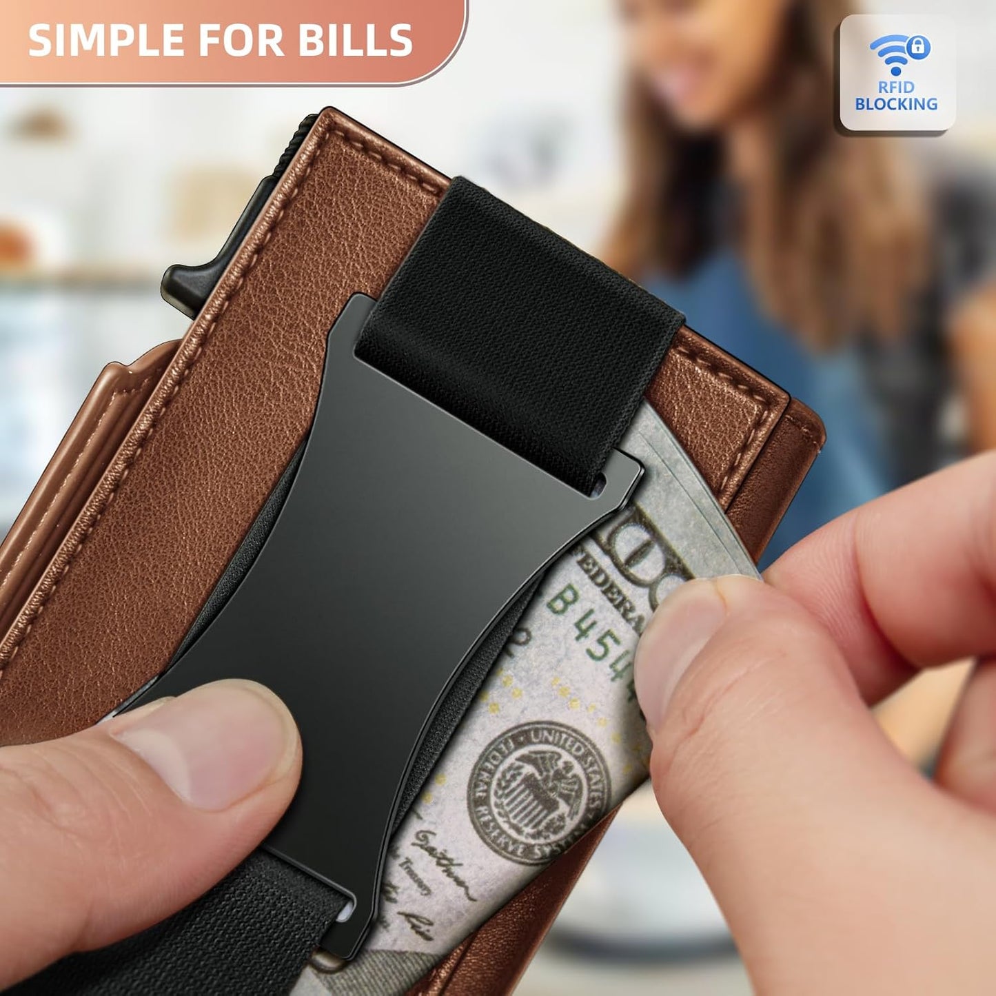 KEMISANT Airtag Wallet Men Gift,Mens Slim Front Pocket Wallet Money Clip Standard or Apple Airtag Use 3.8"×2.8"×0.9"