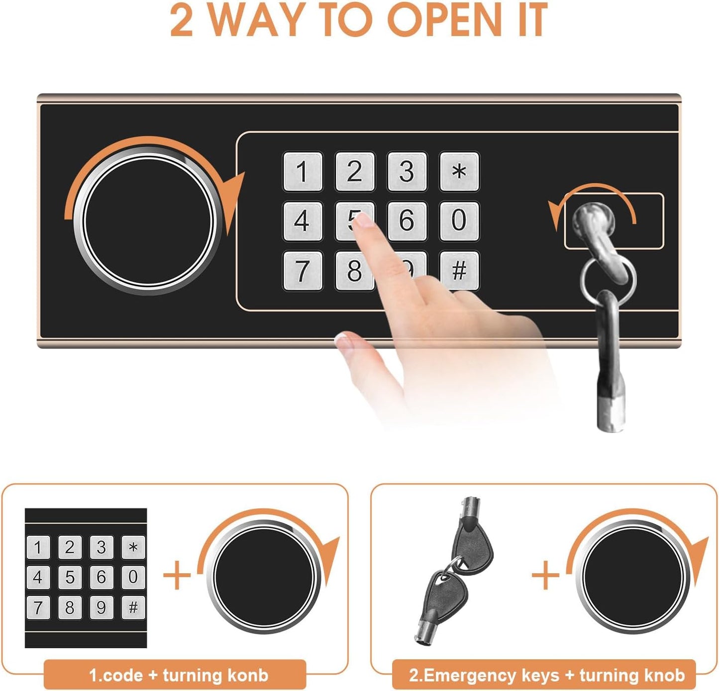 1.5 Cub Fireproof Safe for HOME USE, Anti-Theft Digital Security Safety Box with Electronic Keypad, Spare Keys and Removable Shelf, Home Safe Box Fireproof Waterproof for Money Medicine Document