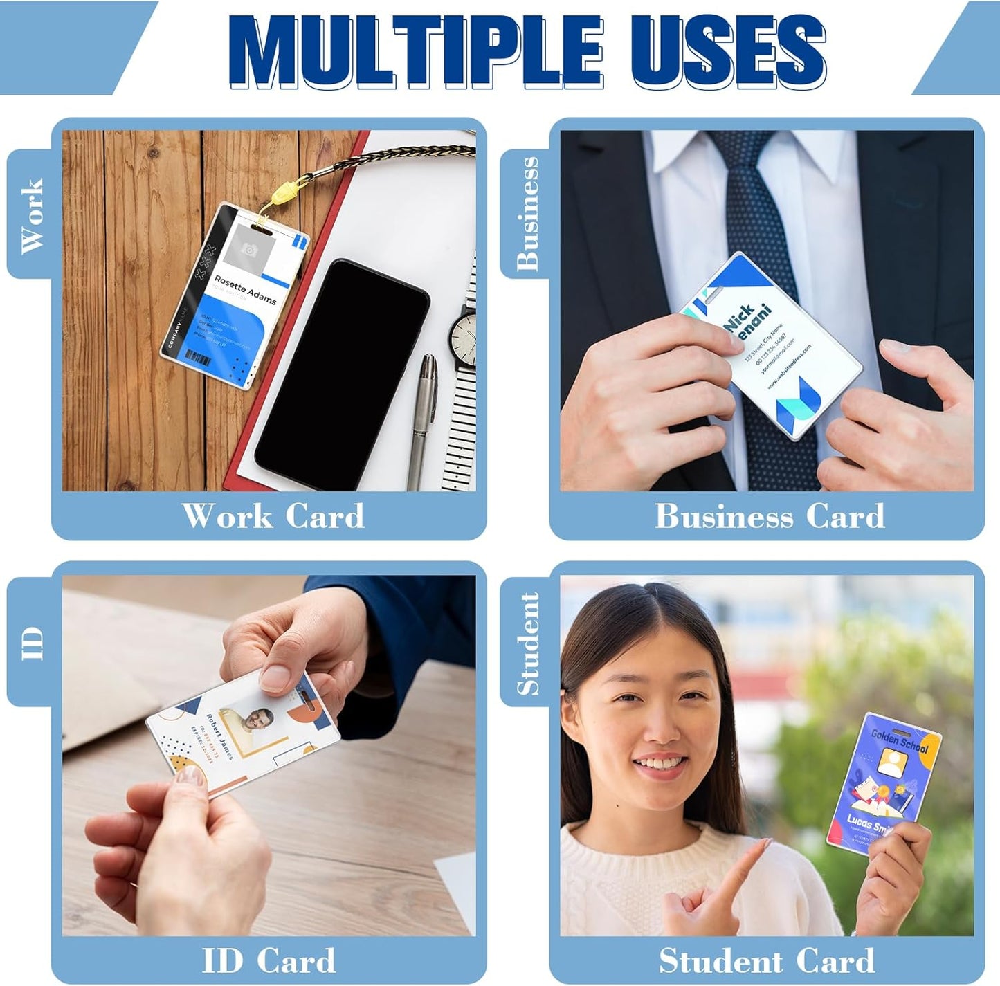 500 Pack 5mil 2.5“x4.2" Thermal Laminating Pouches Badge Laminate Pouches Clear Laminated Luggage Tags Printable Laminator Pouches for Business Permits Cards (500, 2.5" x 4.2"-5mil-with Holes)