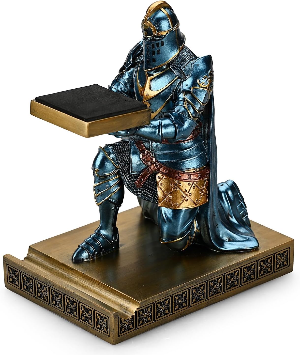 King's Guard Watch Display Stand Eyeglass Jewelry Bracelet Necklace Holder Trays Towers Resin Pen Holder Warrior Knight Mobile Phone Stand for Office & Home (Blue)